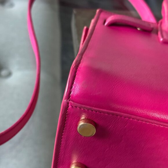 SAINT LAURENT LEATHER Sac de Jour Nano Pink W/Strap - Picture 7 of 12